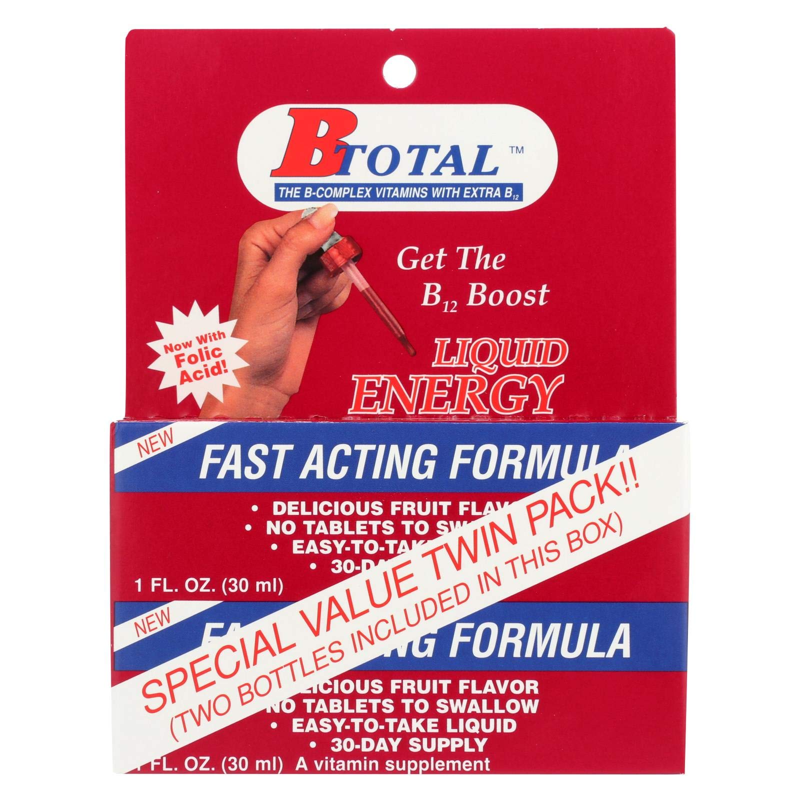 B Total Sublingual Vitamin B12 twin pack front view with berry flavour
