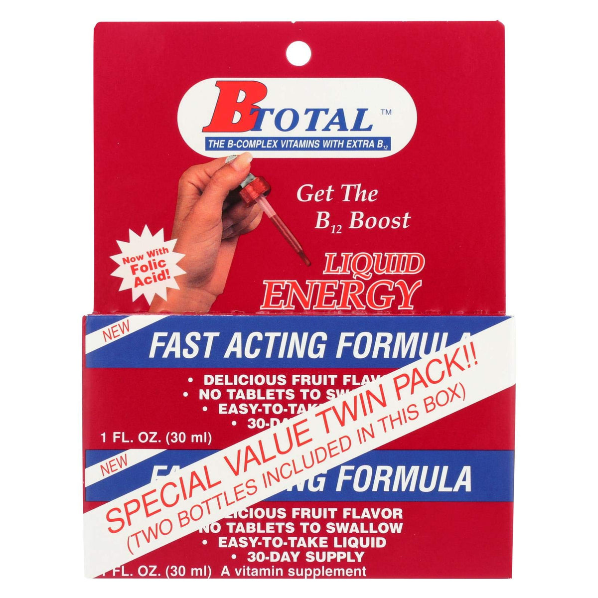 B Total Sublingual Vitamin B12 twin pack front view with berry flavour