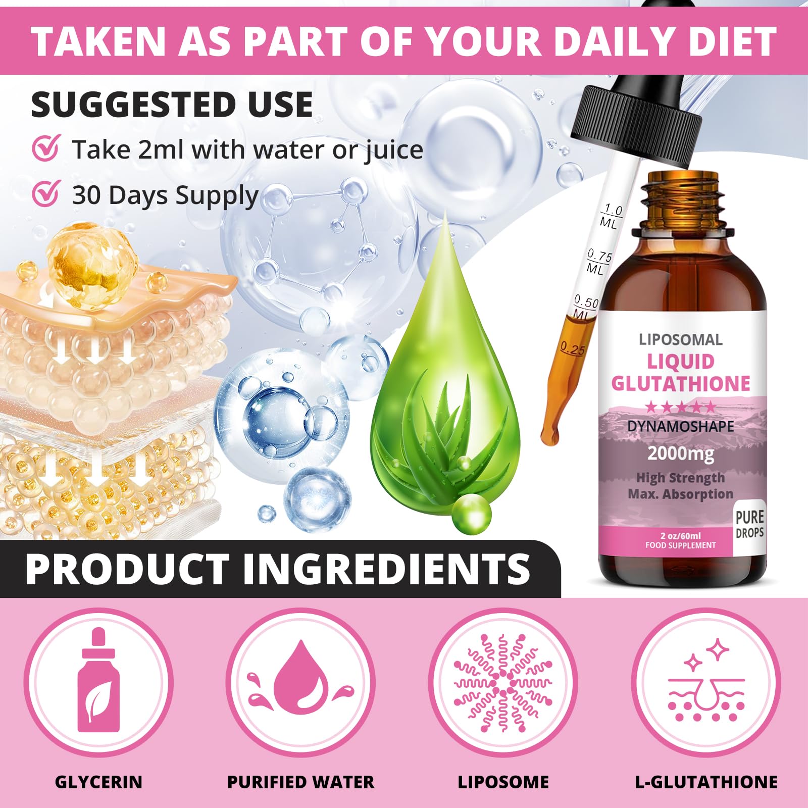 baanaas Liposomal Glutathione Liquid Drops packaging