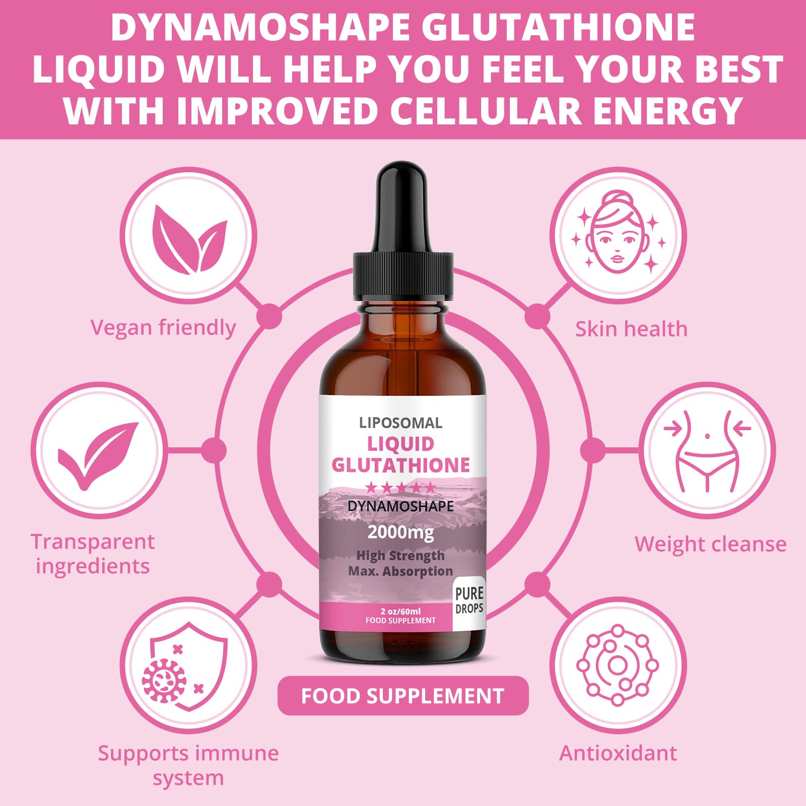 baanaas Liposomal Glutathione Liquid Drops with measuring dropper