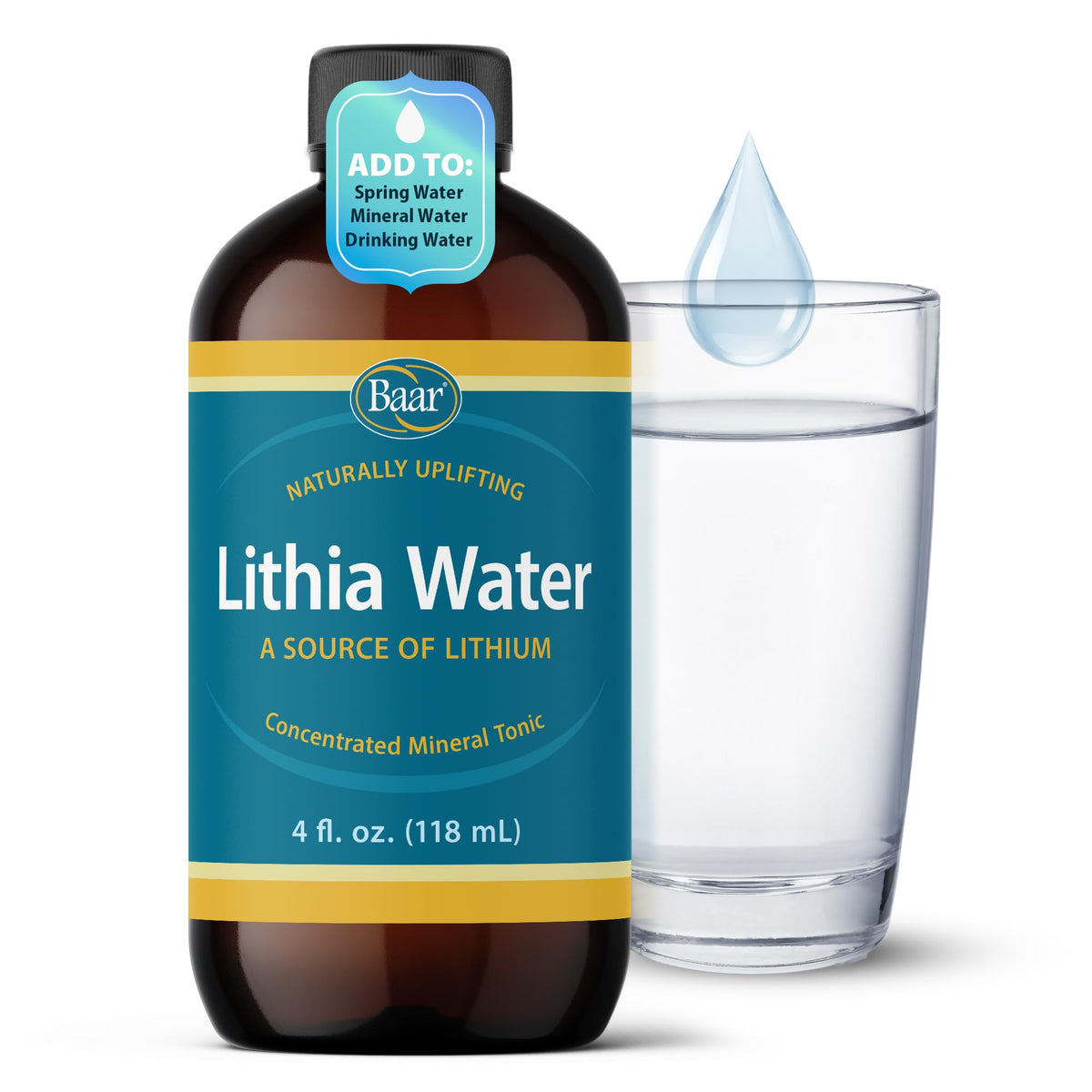 Baar Lithia Trace Minerals 4 oz liquid supplement front view