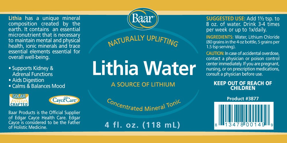 Baar Lithia Trace Minerals 4 oz liquid supplement with fresh herbs