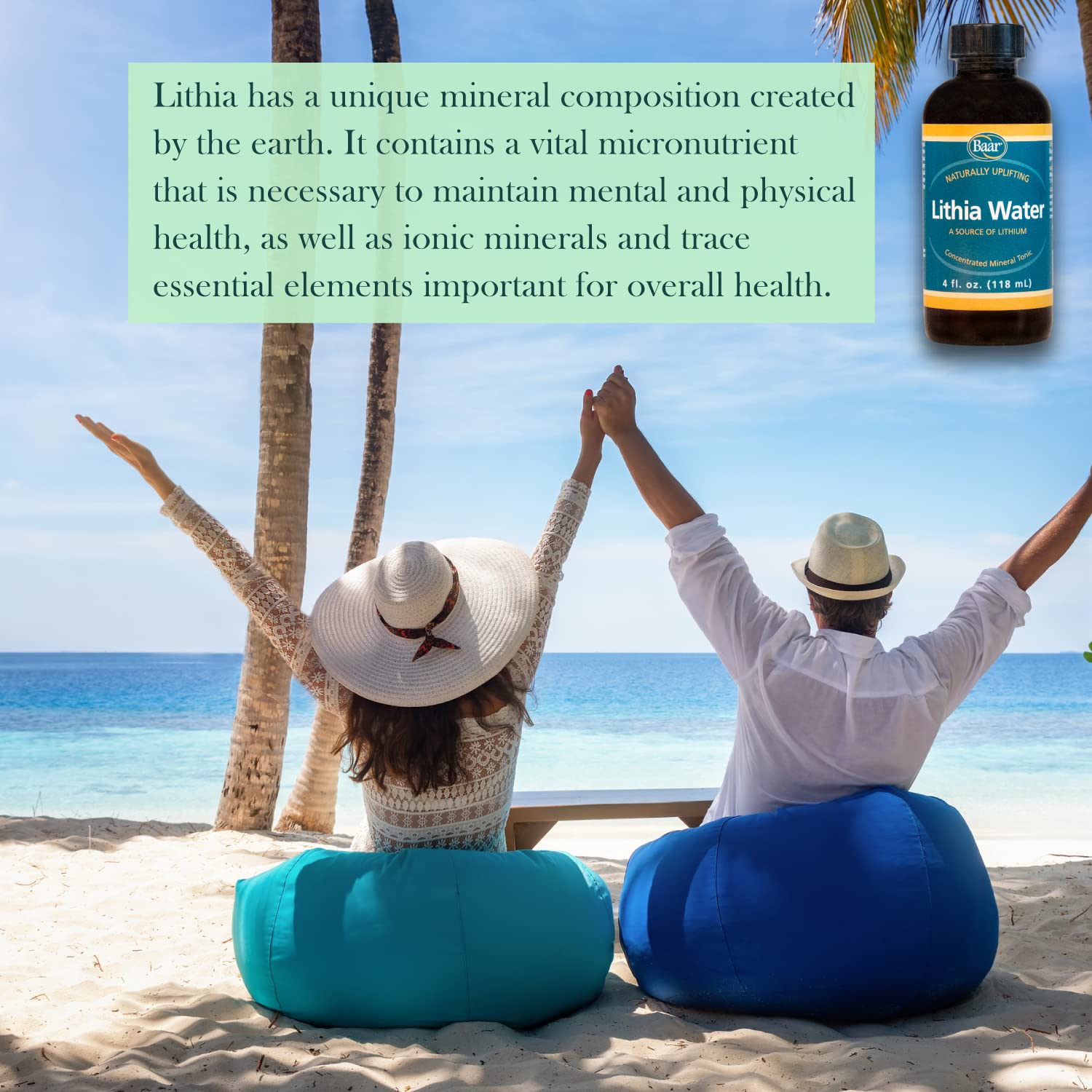 Baar Lithia Trace Minerals 4 oz supplement on a wooden table