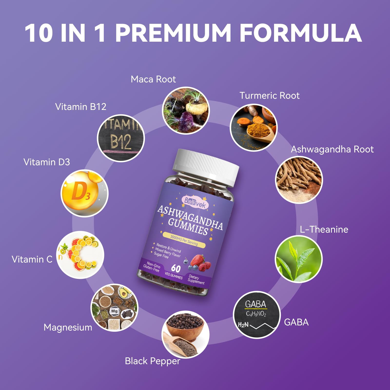 Babivek Ashwagandha Gummies 3000mg ingredients list