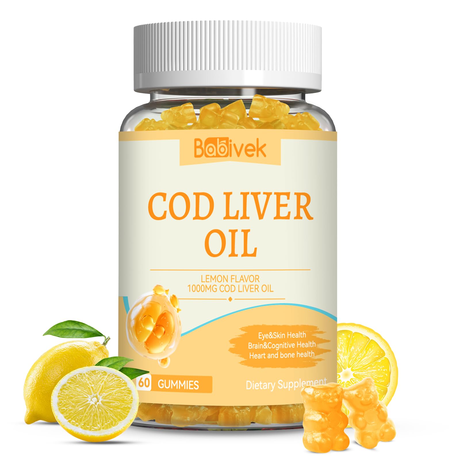 Babivek Cod Liver Oil Gummies 1000mg front view