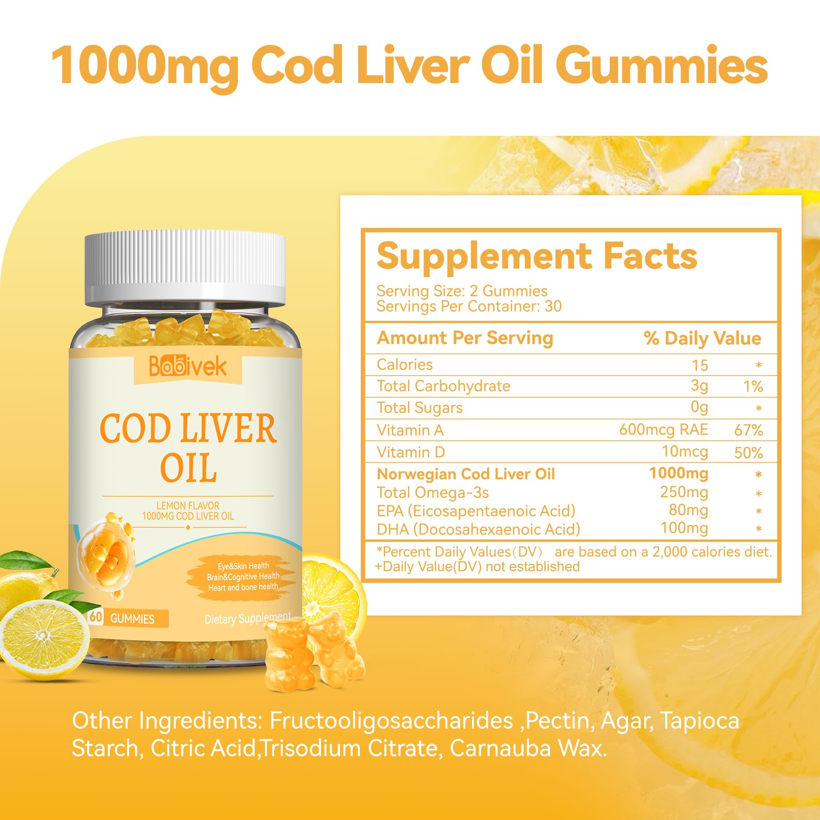Babivek Cod Liver Oil Gummies packaging side view