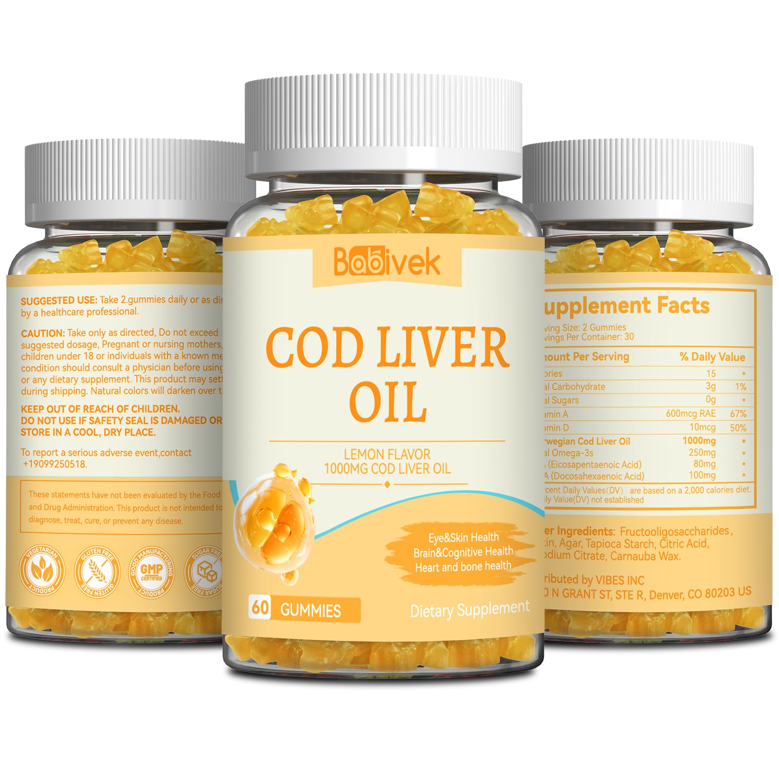 Babivek Cod Liver Oil Gummies with a measuring spoon