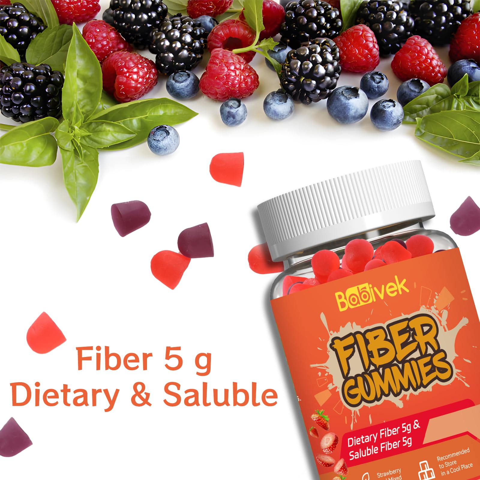 Babivek Dietary Fiber Gummies mixed berry flavour close-up