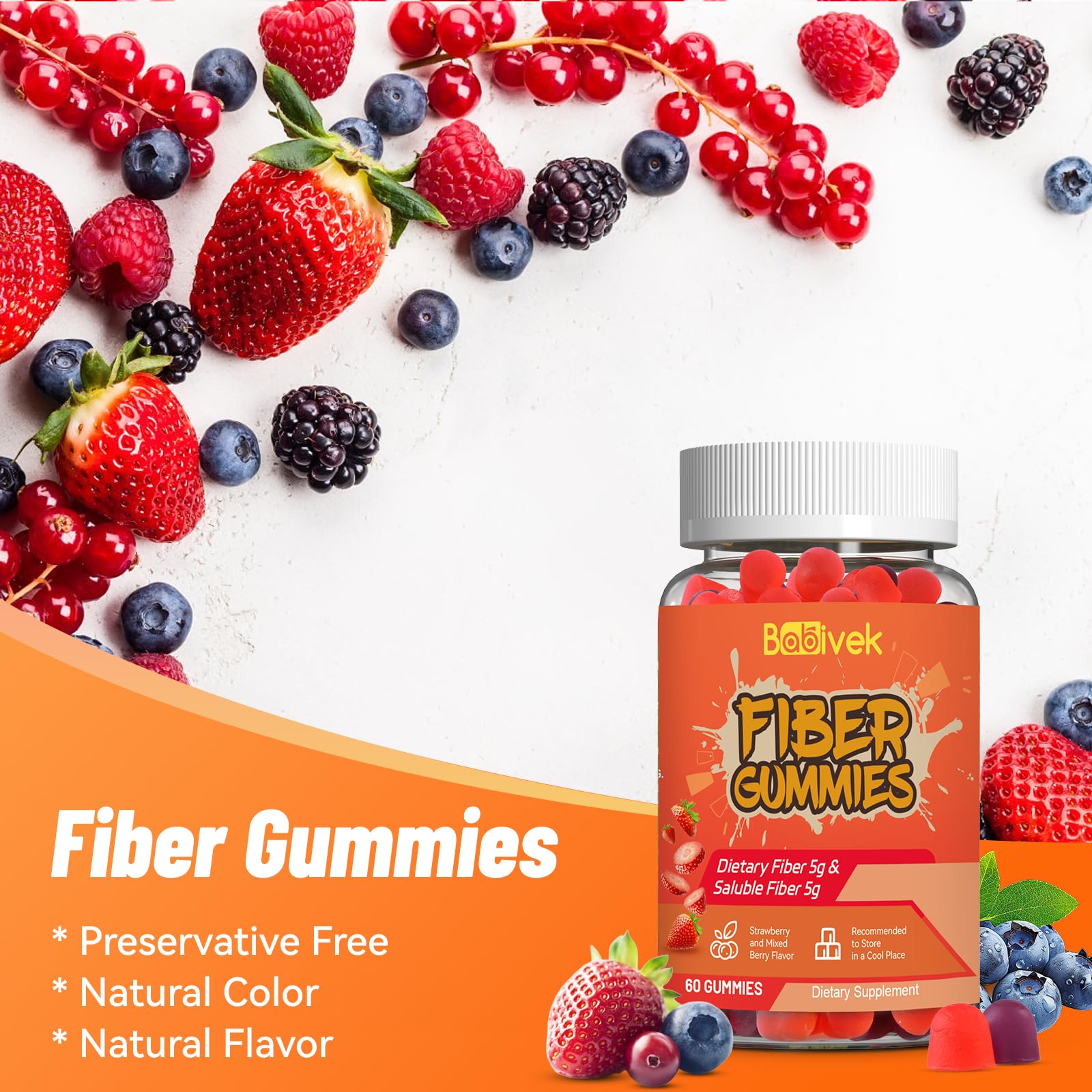 Babivek Dietary Fiber Gummies on a wooden table