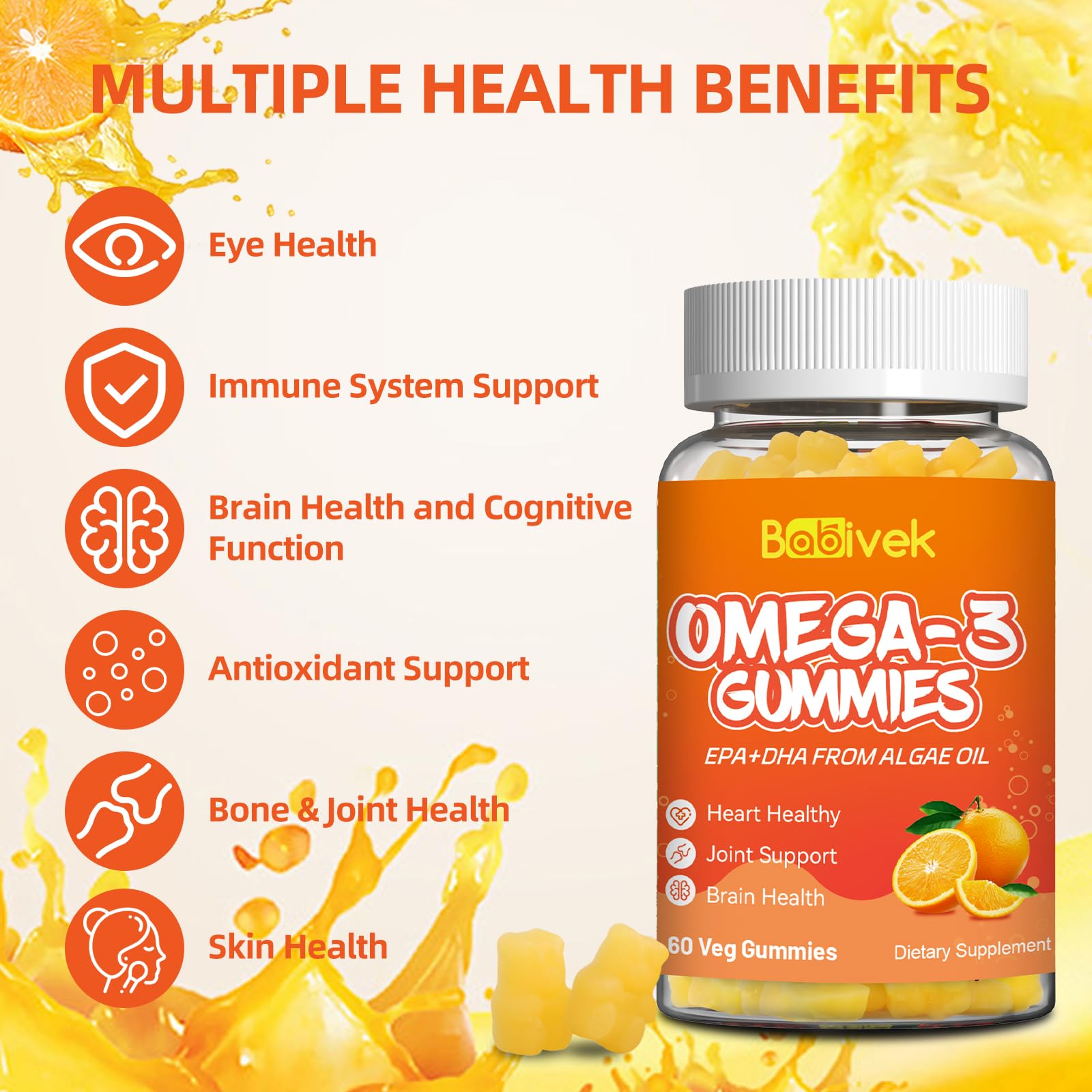 Babivek Omega-3 Gummies close-up of the gummy shape