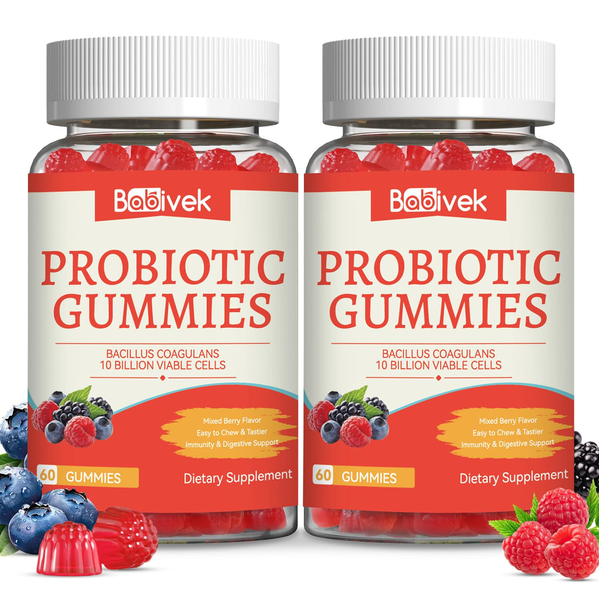 Babivek Probiotic Gummies bottle front view with 60 gummies