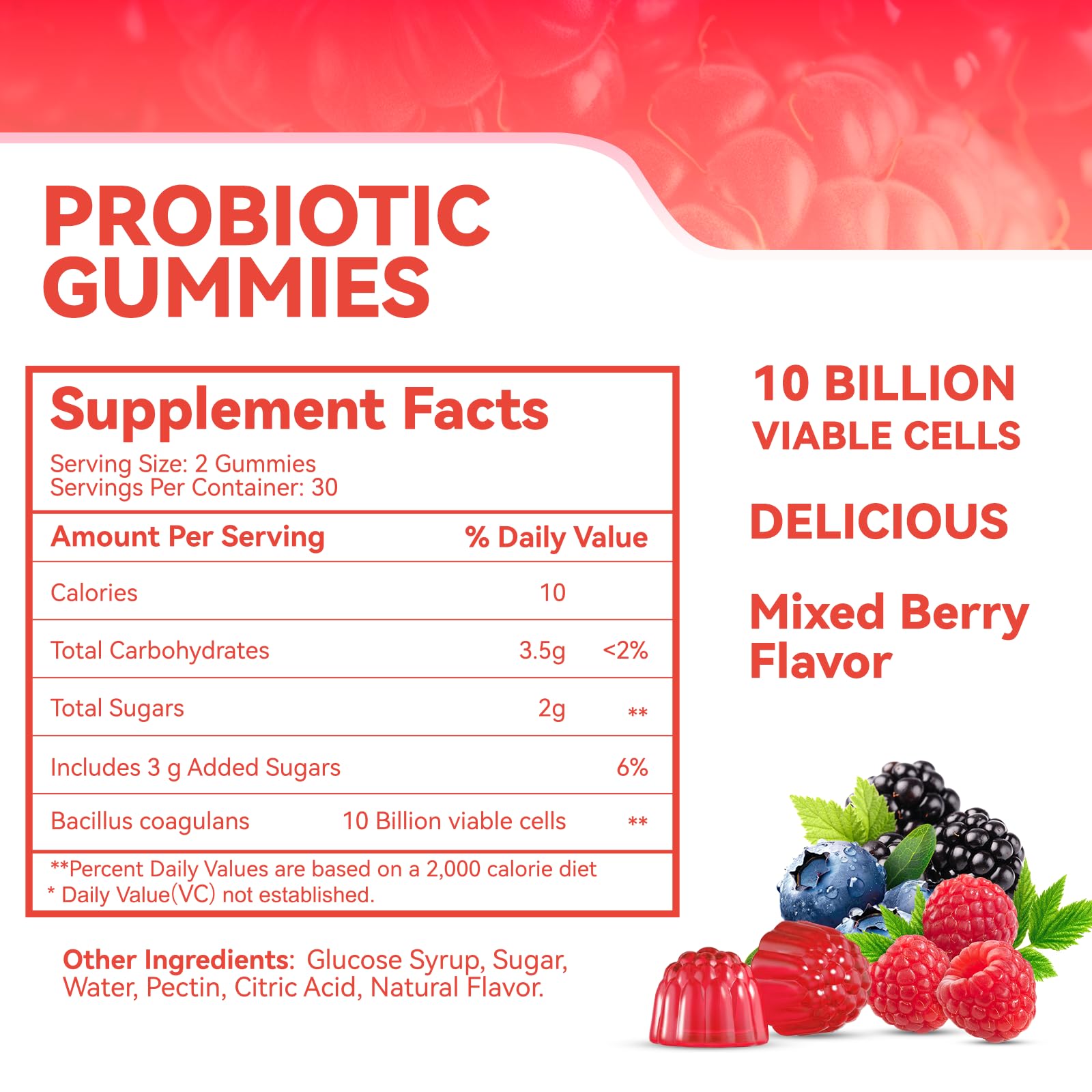 Babivek Probiotic Gummies strawberry and mixed berry flavour