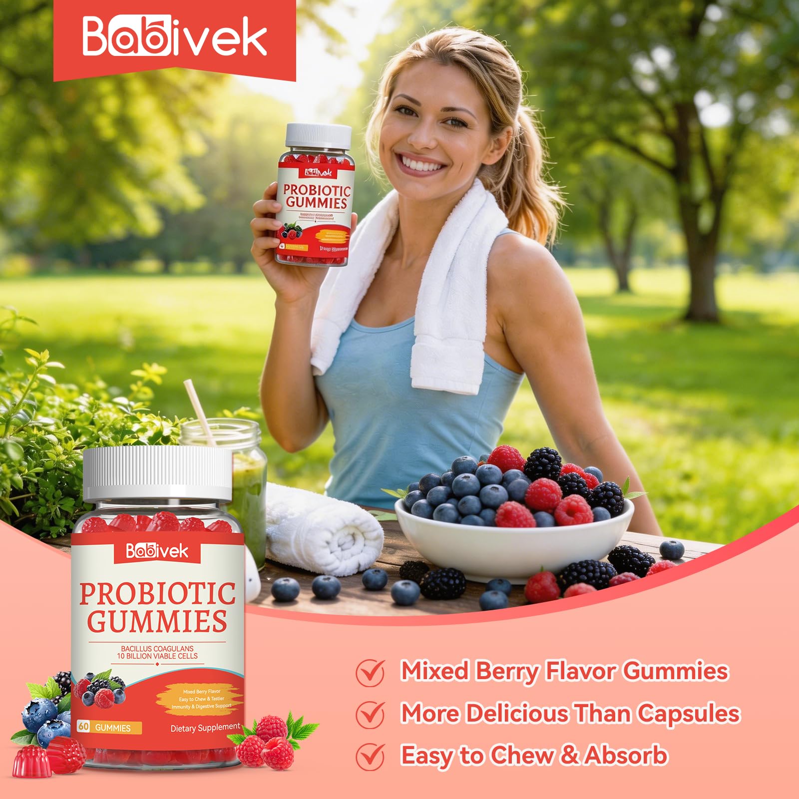 Babivek Probiotic Gummies with fresh berries