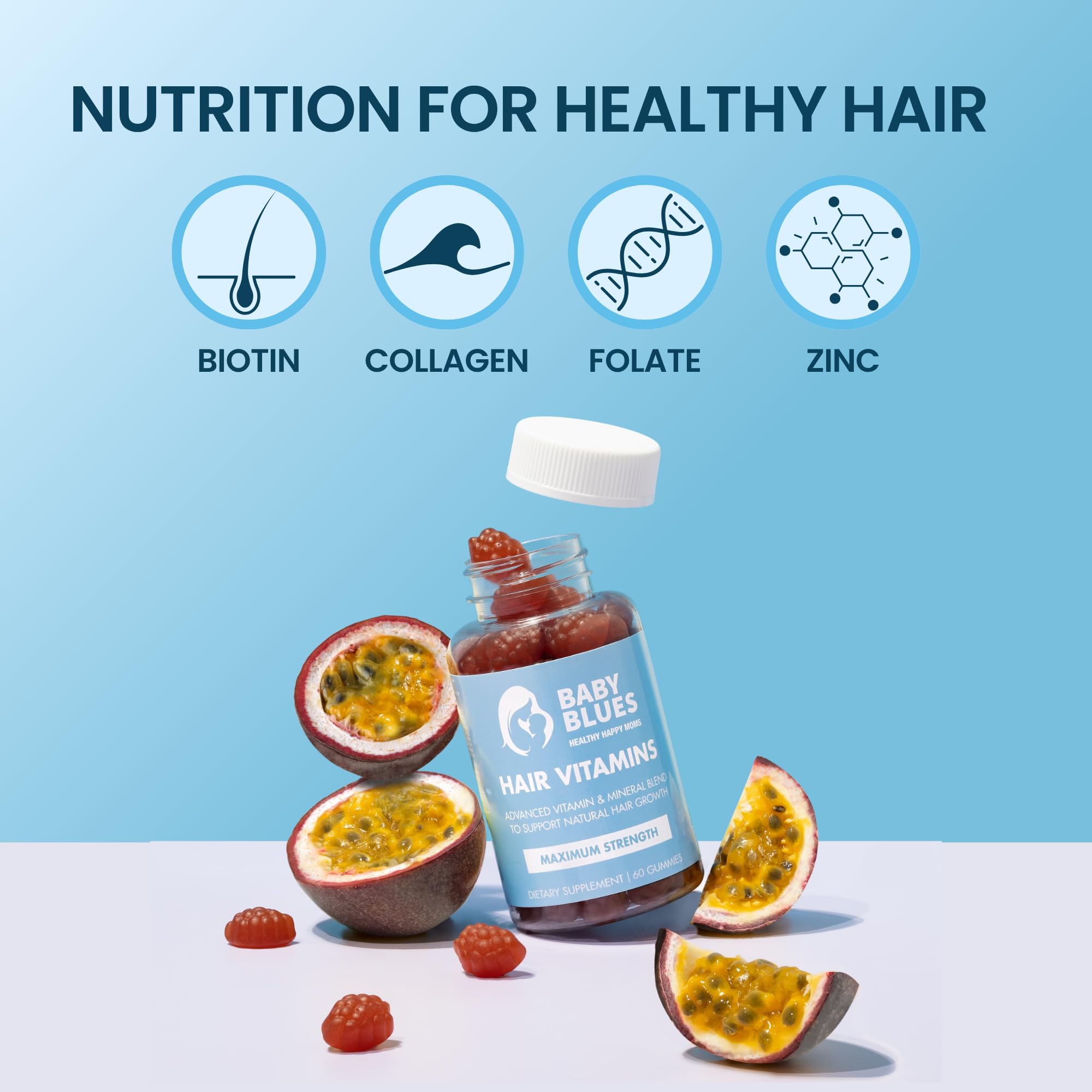 Baby Blues Postpartum Hair Loss Vitamins ingredients list on packaging
