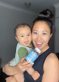 Baby Blues Postpartum Hair Loss Vitamins on a kitchen counter
