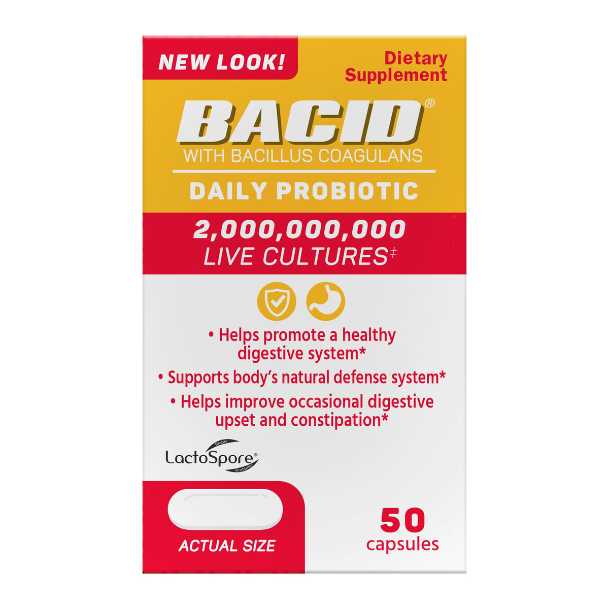 BACID Probiotic Caplets 27g front view