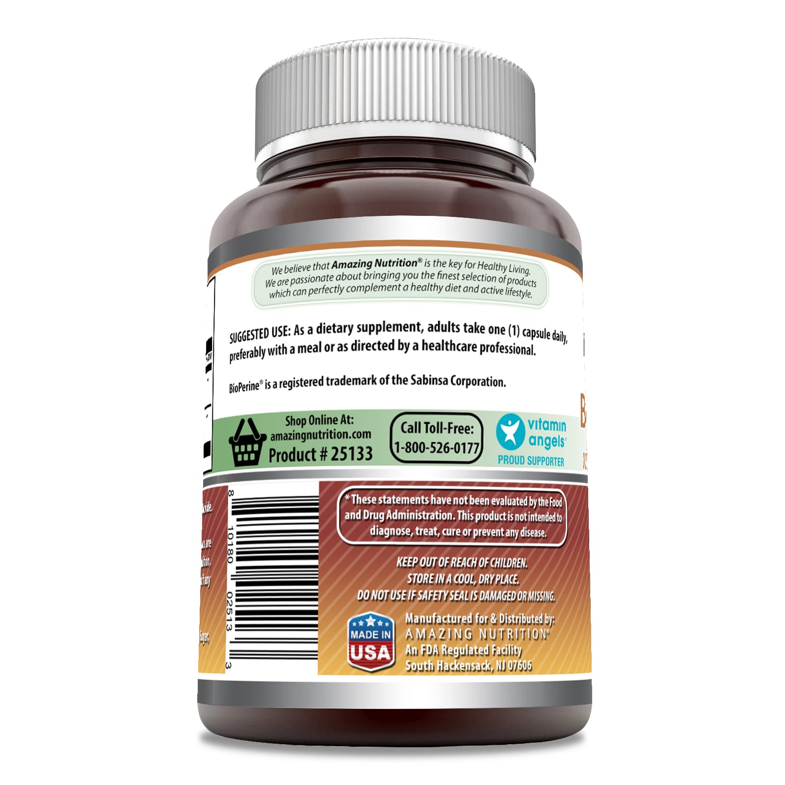Back label of Amazing Nutrition Boswellia Extract with ingredients