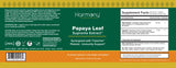 Back label of Harmony Nutraceuticals Papaya Leaf Extract showing ingredients