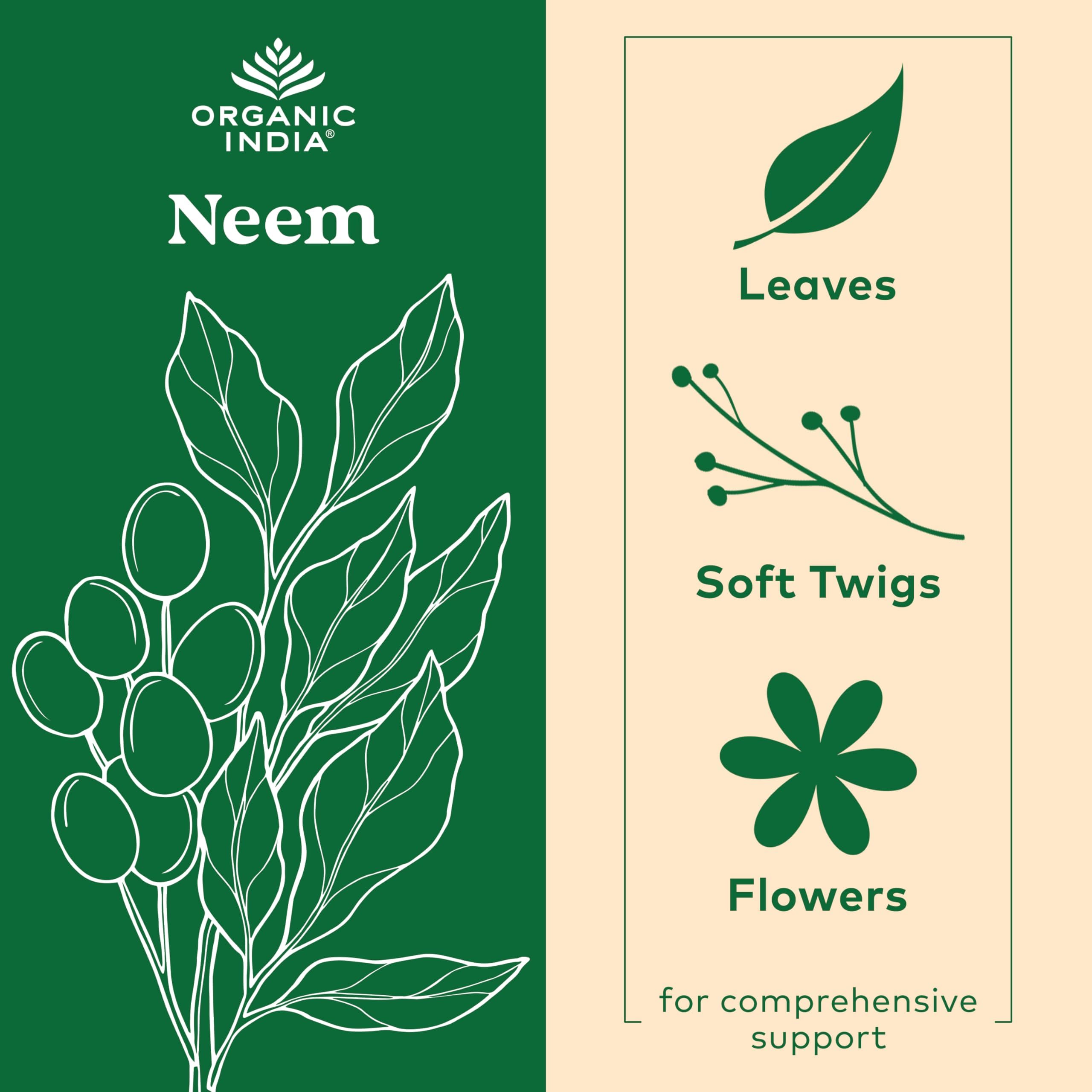 Back label of ORGANIC INDIA Neem Capsules