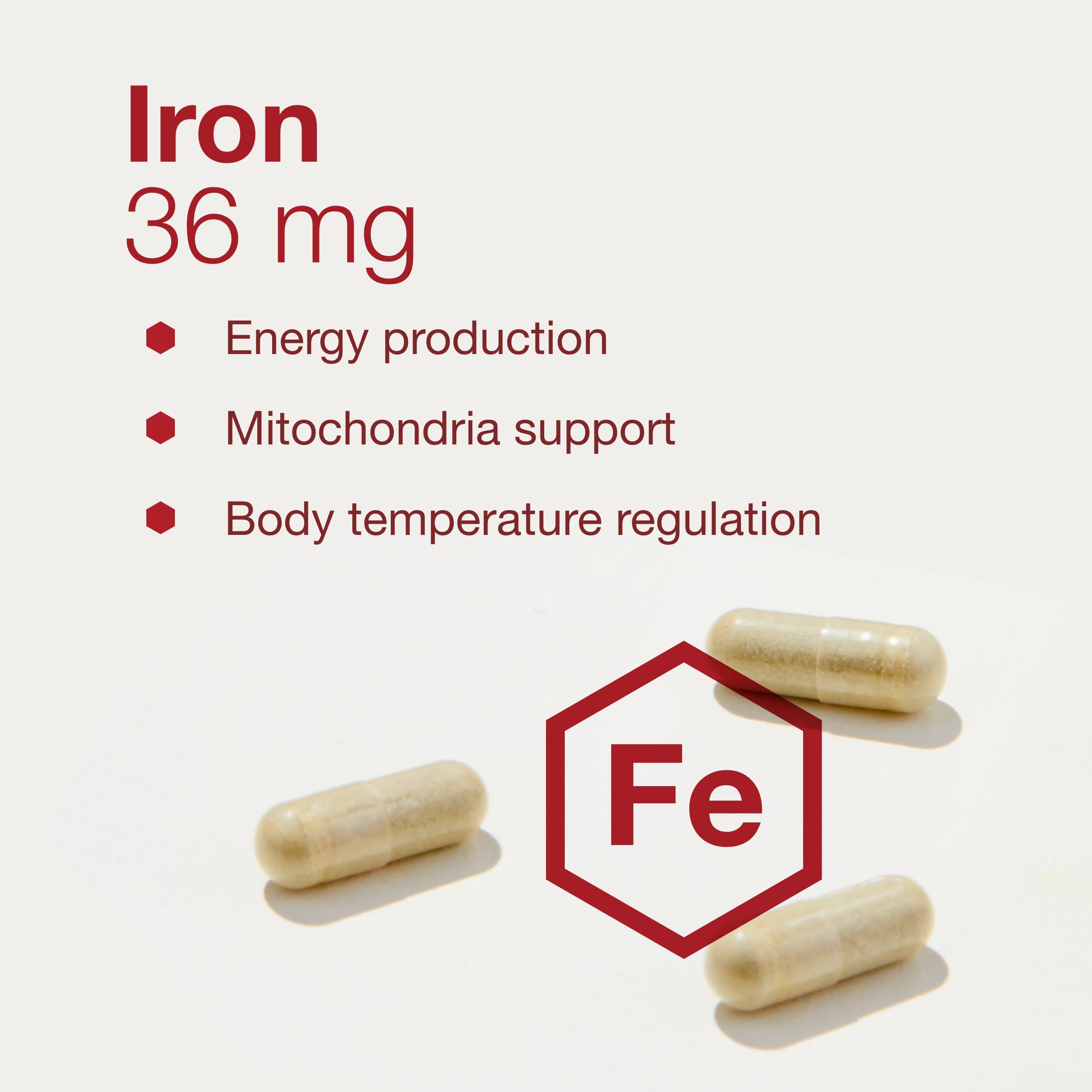 Back label of PROTOCOL FOR LIFE BALANCE Iron Supplement showing ingredients