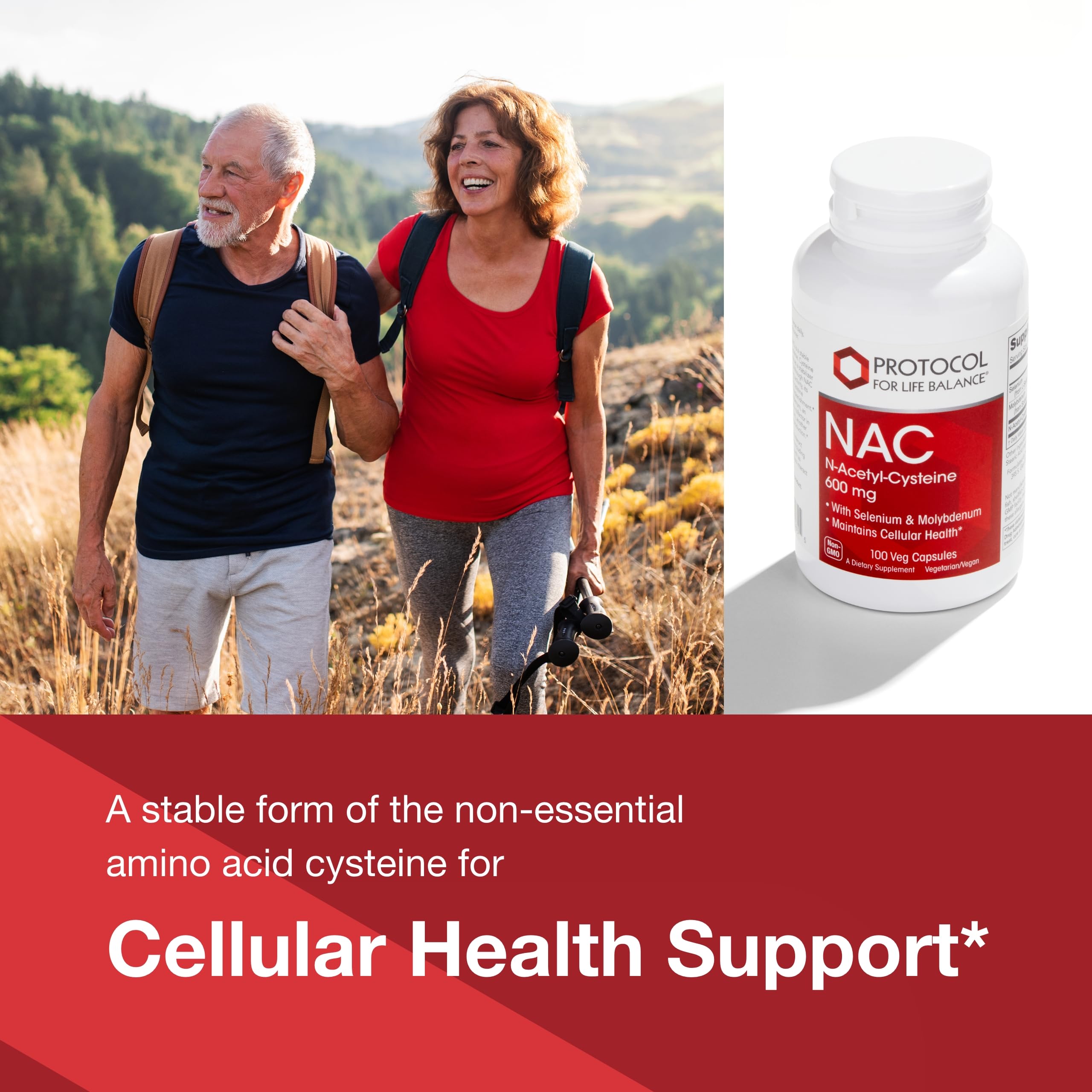 Back label of PROTOCOL FOR LIFE BALANCE N-Acetyl-Cysteine 600mg supplement