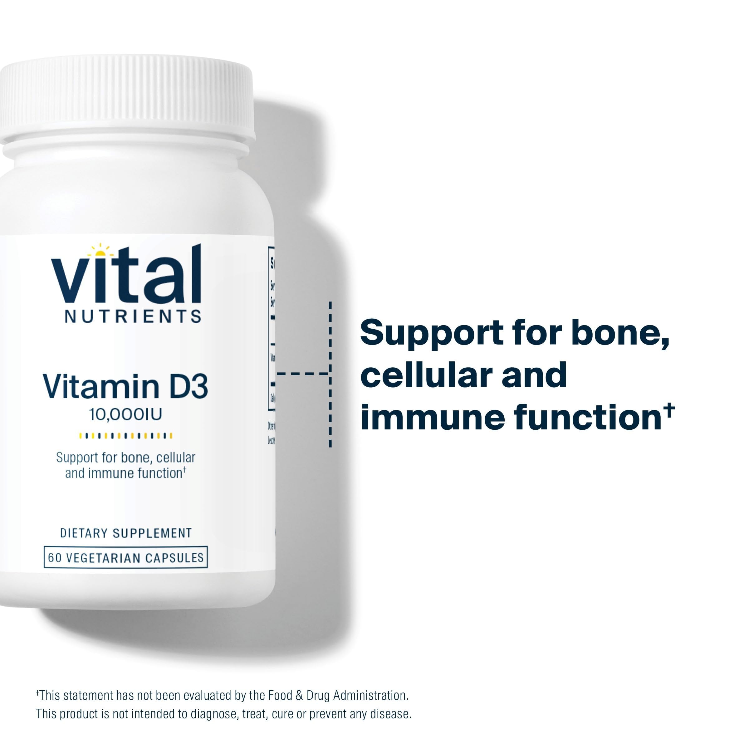Back label of Vital Nutrients Vitamin D3 10000 IU supplement