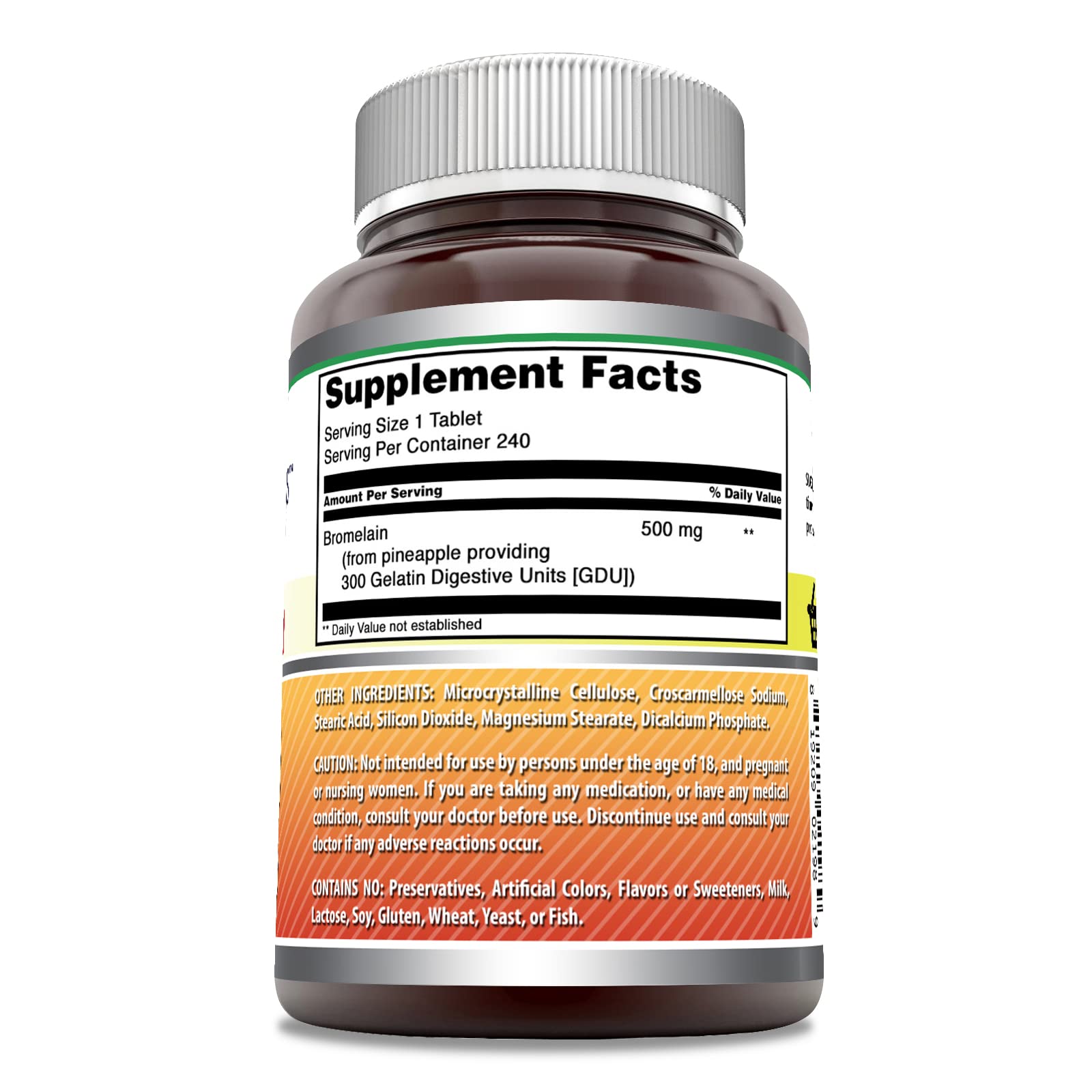 Back of Amazing Nutrition Bromelain 500mg Tablets packaging