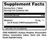 Back of Amazing Nutrition Melatonin Supplement 250 Tablets packaging
