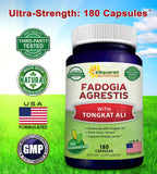 Back of aSquared Nutrition Fadogia Agrestis + Tongkat Ali supplement bottle