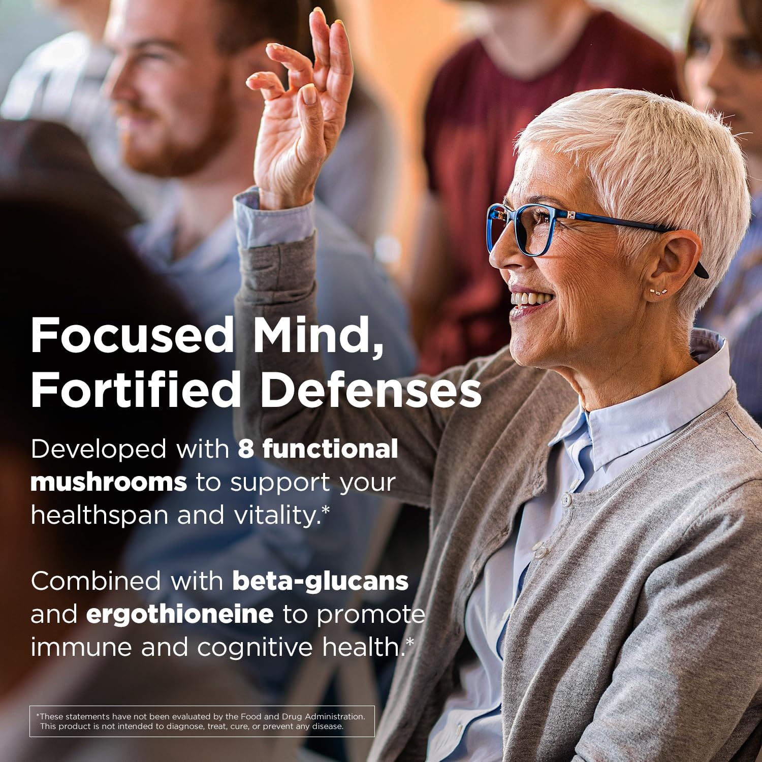 Back of Designs for Health MycoSupreme Mushroom Supplement packaging