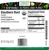 Back of Frontier Co-op Organic Eleuthero Ginseng packaging