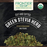Back of Frontier Co-op Organic Green Stevia Herb packaging