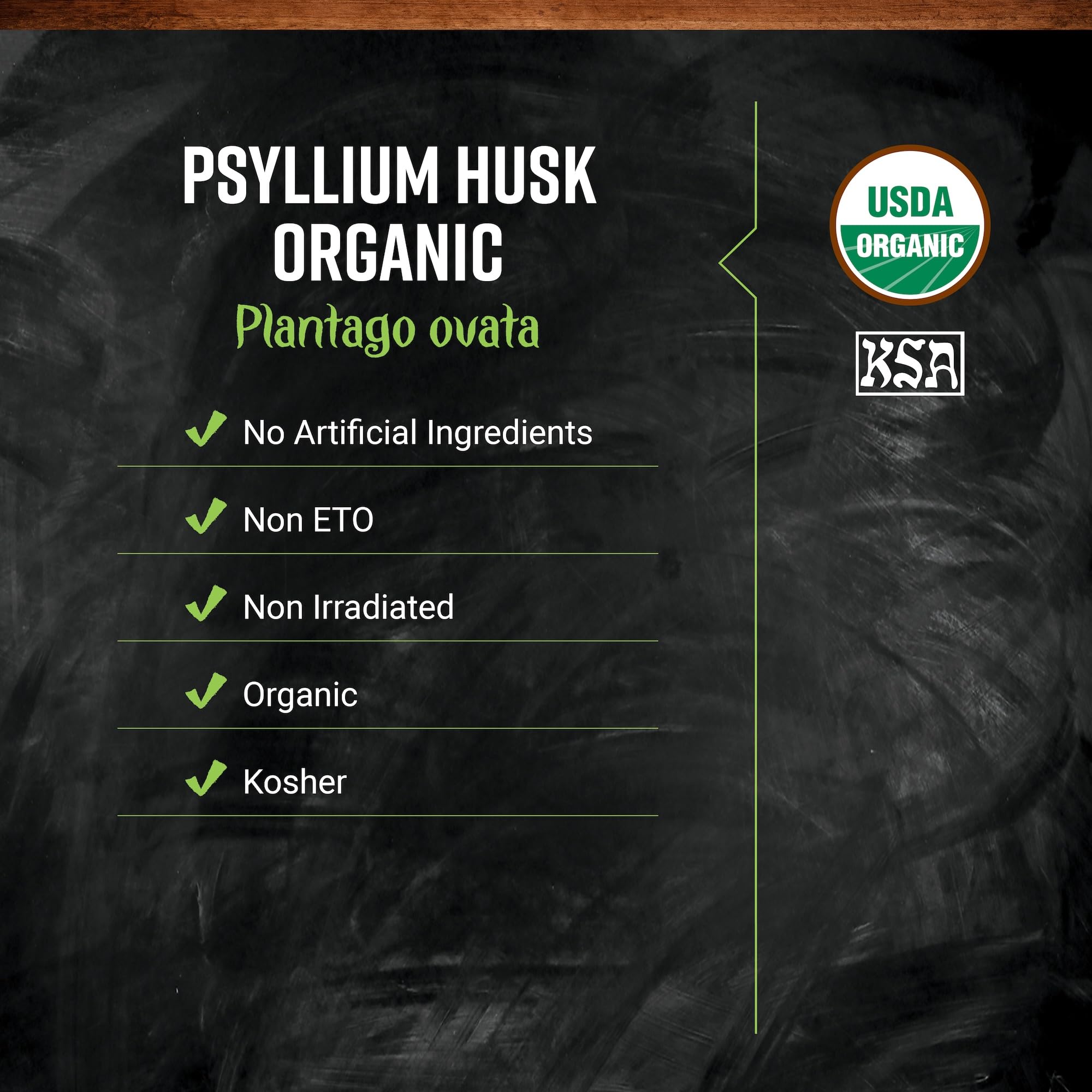 Back of Frontier Co-op Organic Psyllium Husk 472g packaging