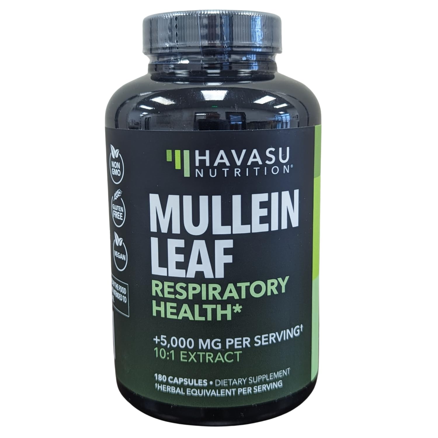 Back of HAVASU NUTRITION Mullein Leaf Capsules packaging
