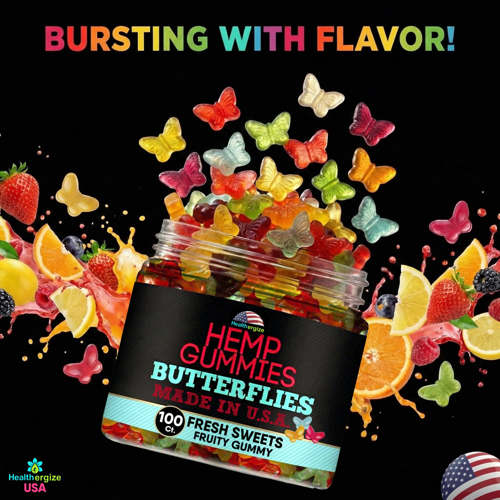 Back of Healthergize Hemp Gummies bottle