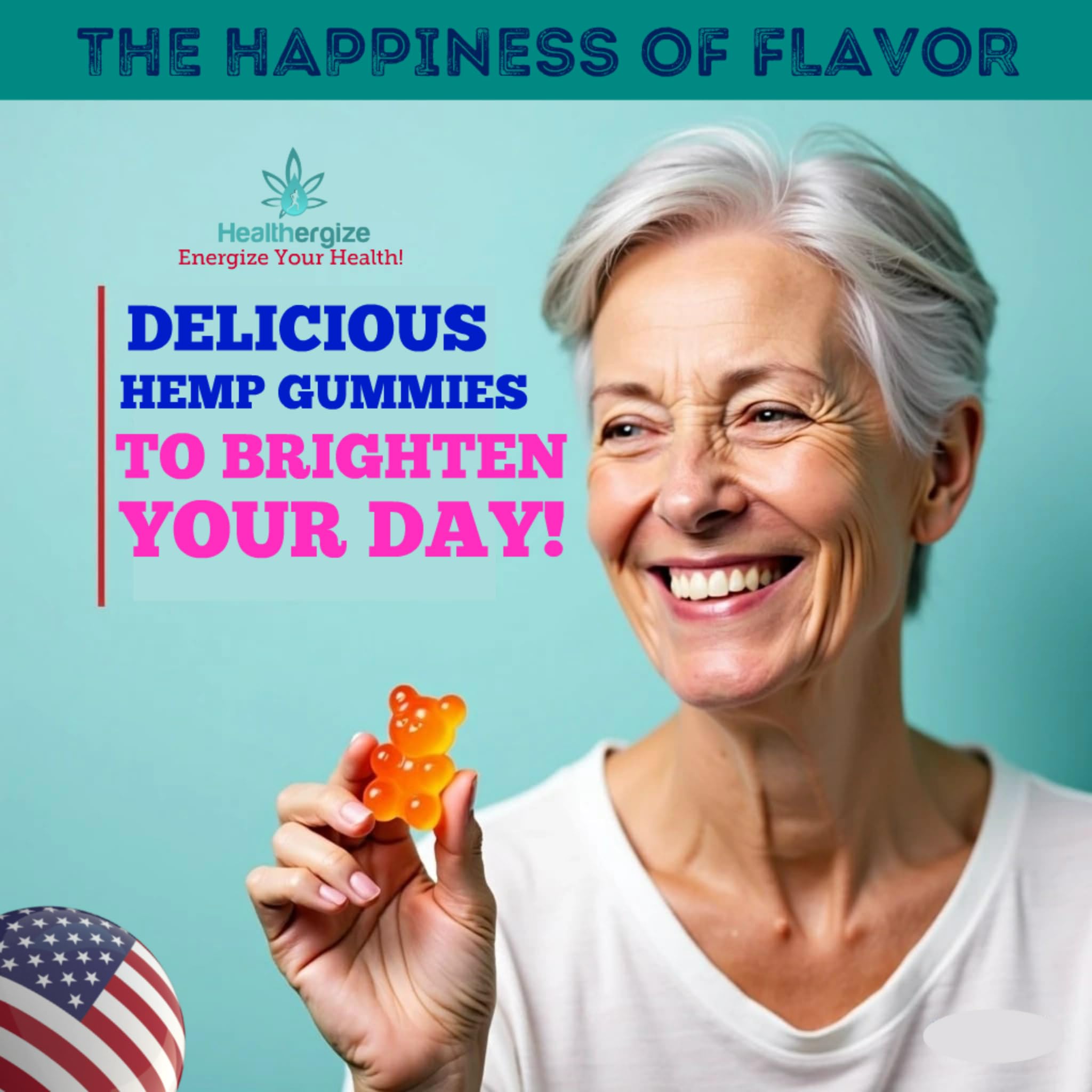 Back of Healthergize Hemp Gummies bottle with nutritional information