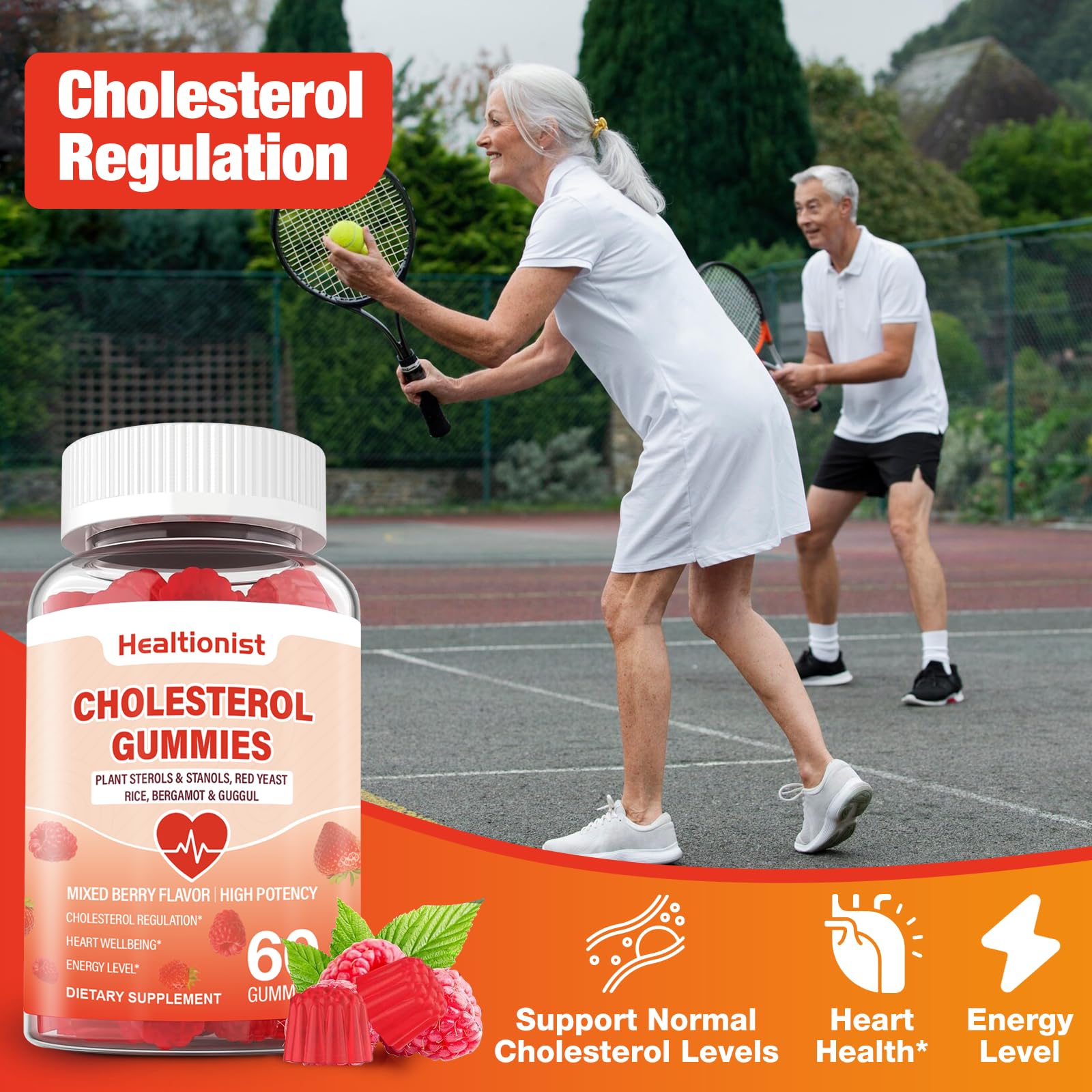 Back of Healtionist Cholesterol Gummies packaging