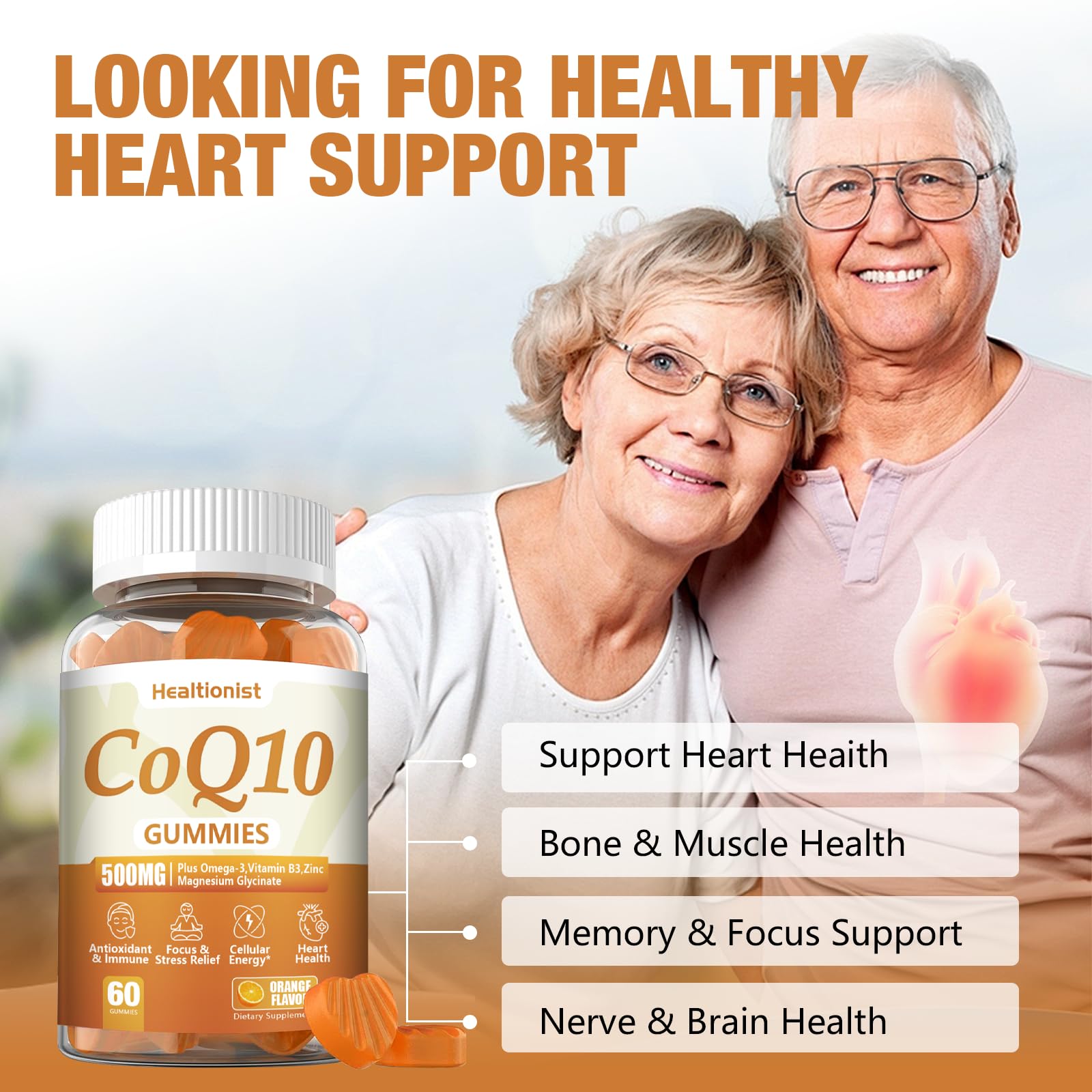 Back of Healtionist CoQ10 Gummies showing nutritional information