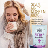 Back of LRLA SUPERFOODS Mushroom Super Blend packaging