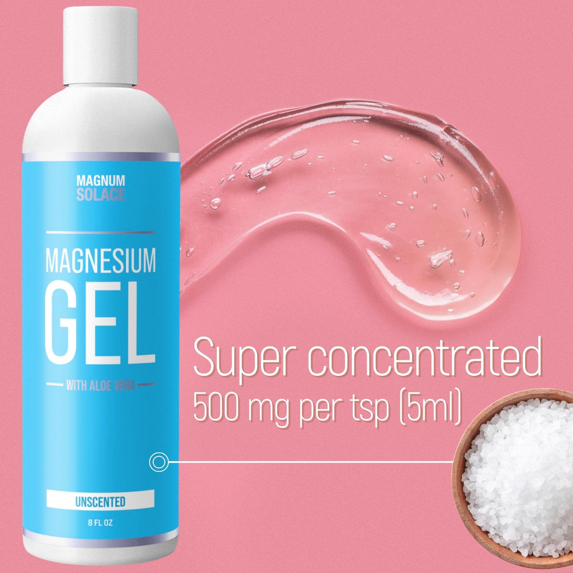 Back of Magnum Solace Magnesium Gel with Aloe Vera packaging