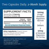 Back of Nobi Nutrition Magnesium Glycinate 500mg capsule bottle