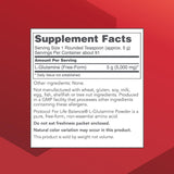 Back of PROTOCOL FOR LIFE BALANCE L-Glutamine Powder packaging