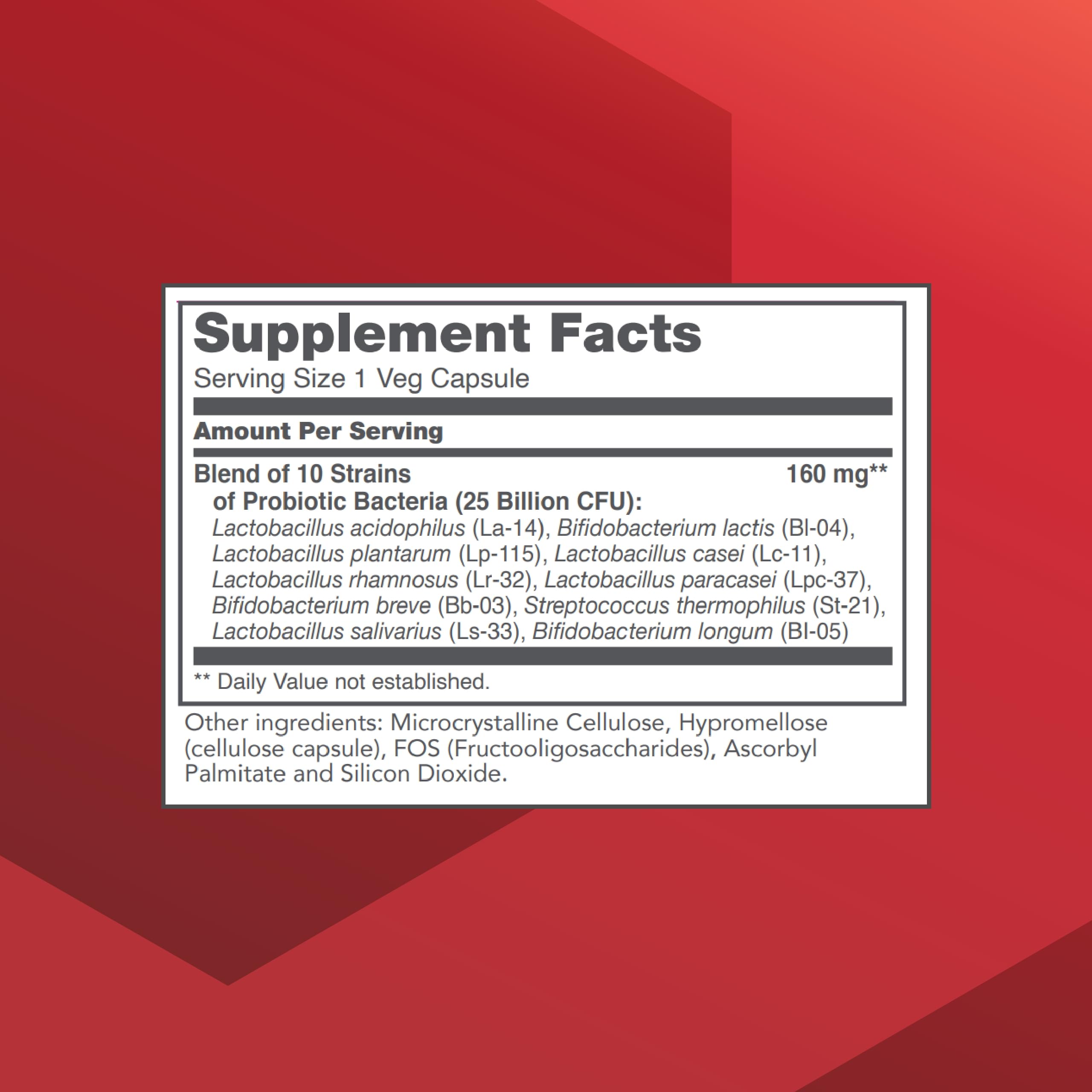 Back of PROTOCOL FOR LIFE BALANCE ProtoDophilus Probiotic 25 Billion CFU capsule bottle
