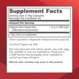 Back of PROTOCOL FOR LIFE BALANCE Red Yeast Rice Supplement packaging