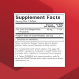 Back of PROTOCOL FOR LIFE BALANCE Zinc Glycinate 30mg Softgels packaging