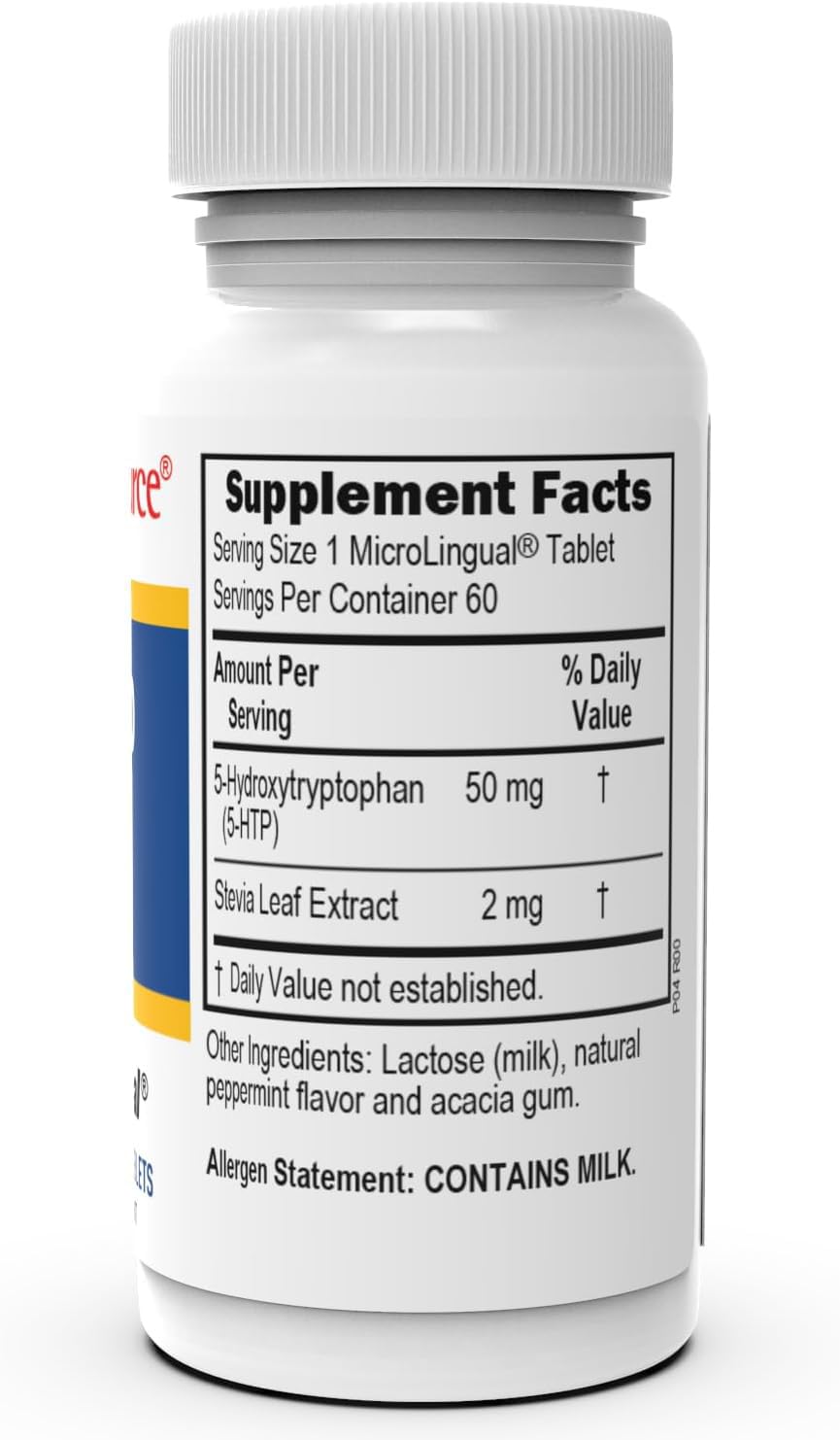 Back of quality Source 5-HTP Health Supplement packaging