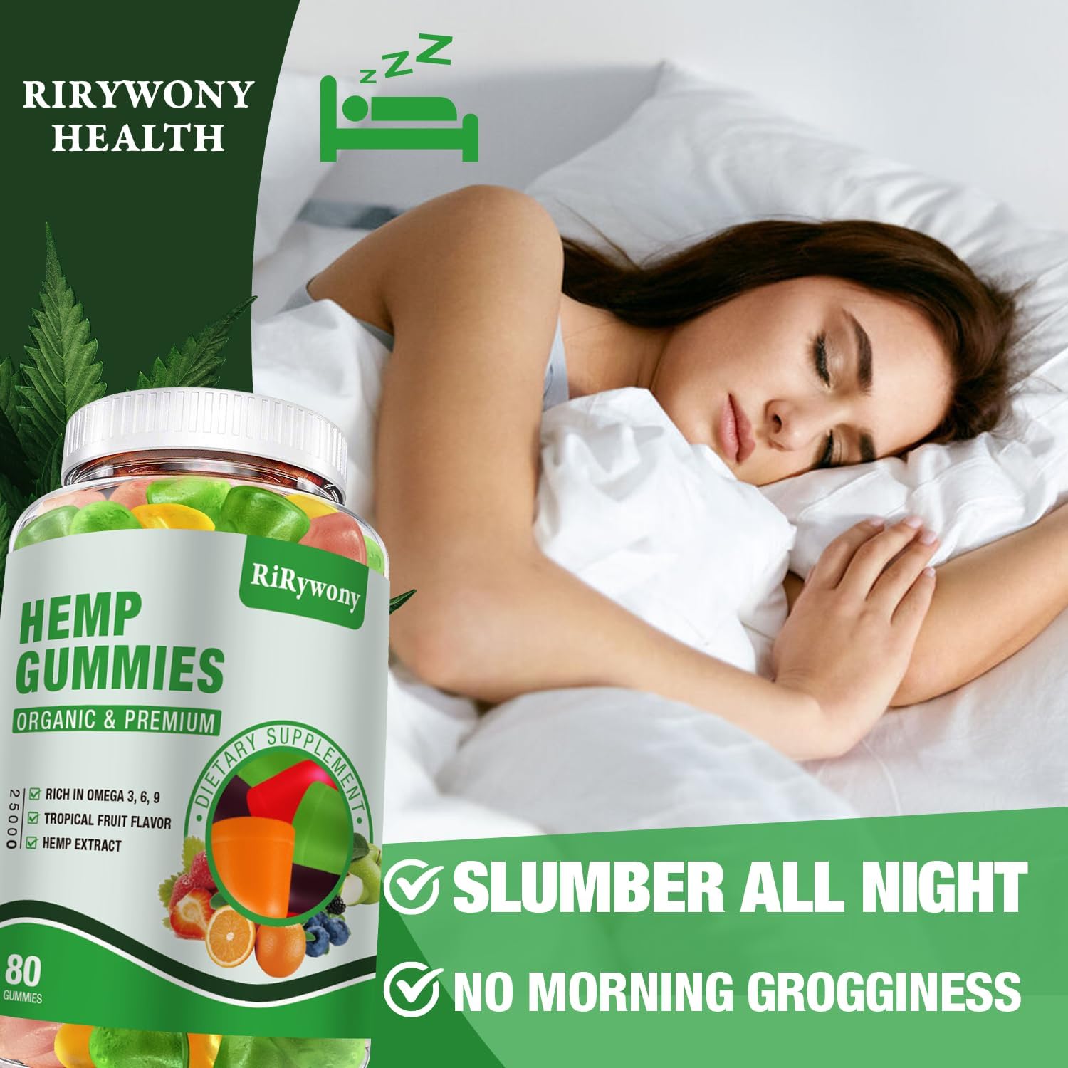 Back of RiRywony Health Hemp Gummies bottle with nutritional information