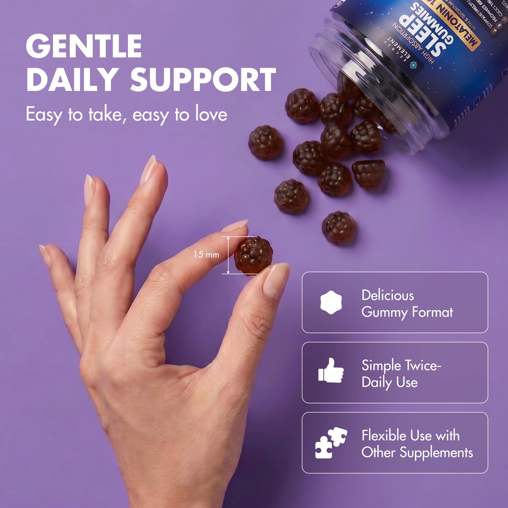 Back of Secret Element Mixed Berry Gummies pack with nutritional information