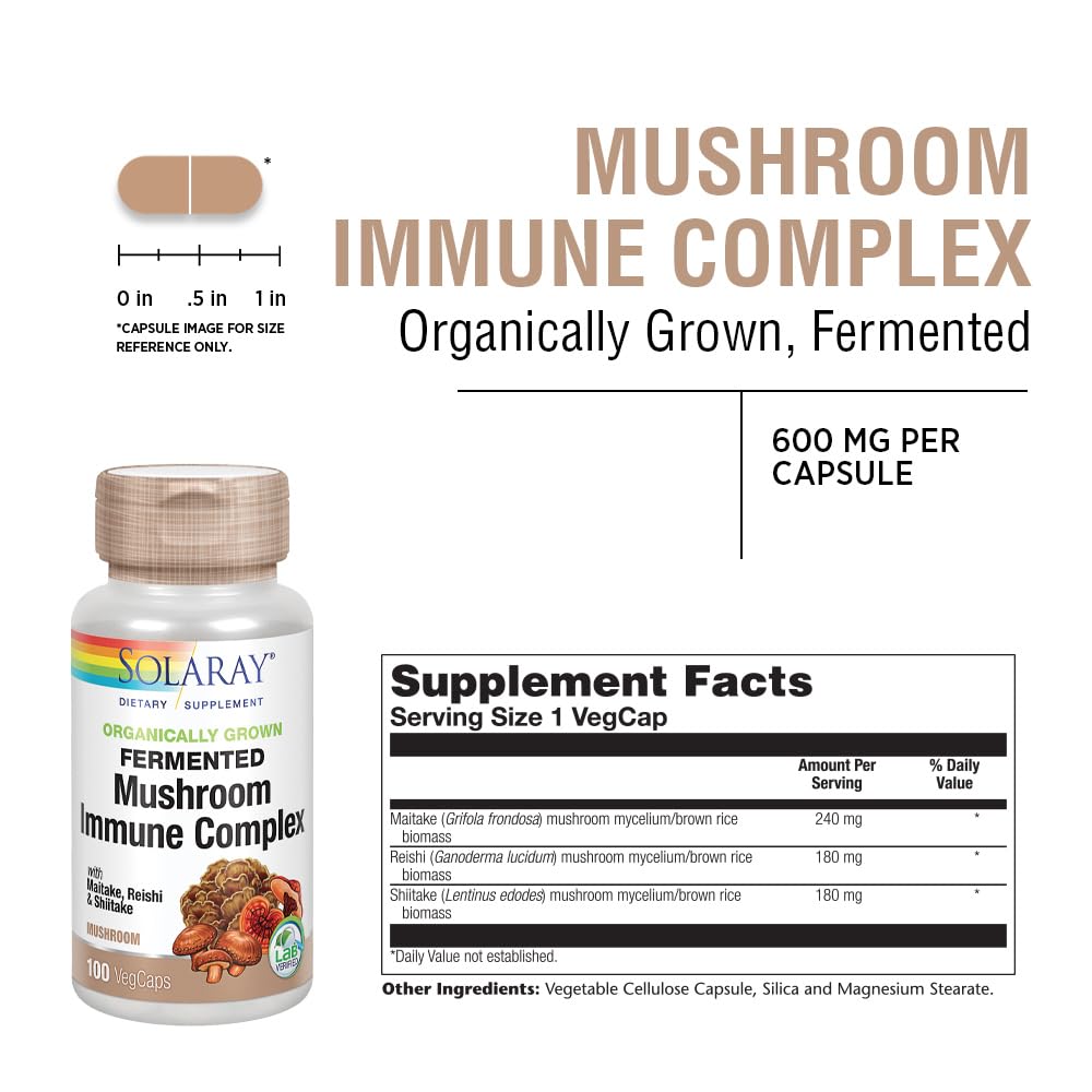 Back of SOLARAY Mushroom Complex Capsules packaging