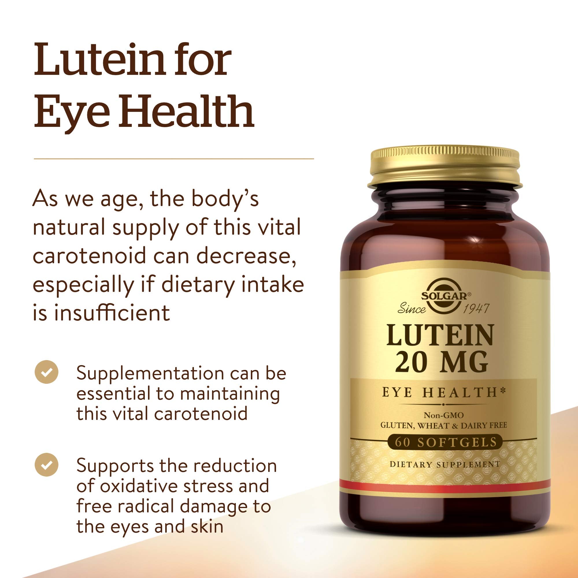 Back of Solgar Lutein Eye Health Supplement packaging